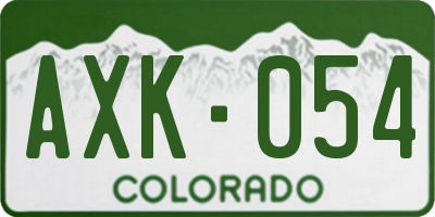 CO license plate AXK054