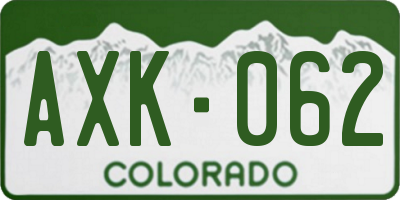 CO license plate AXK062