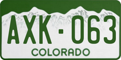 CO license plate AXK063