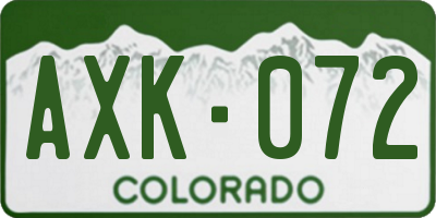 CO license plate AXK072