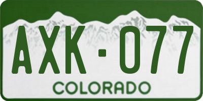 CO license plate AXK077