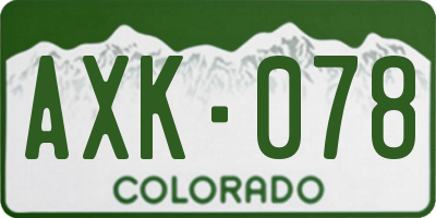 CO license plate AXK078