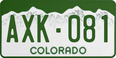 CO license plate AXK081