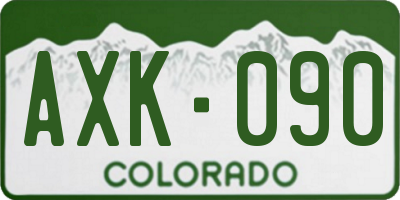 CO license plate AXK090