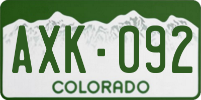 CO license plate AXK092