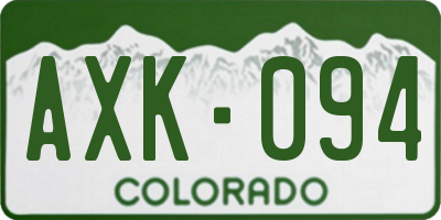 CO license plate AXK094