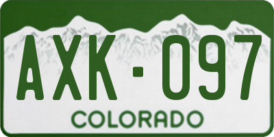 CO license plate AXK097