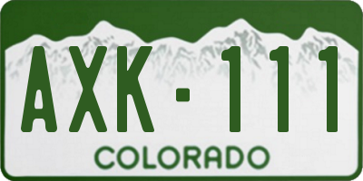 CO license plate AXK111