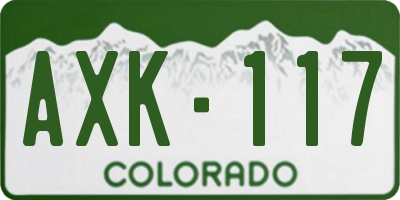 CO license plate AXK117