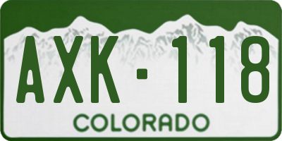 CO license plate AXK118