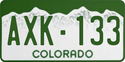 CO license plate AXK133