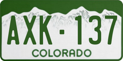 CO license plate AXK137