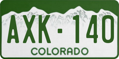 CO license plate AXK140