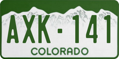 CO license plate AXK141