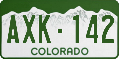 CO license plate AXK142