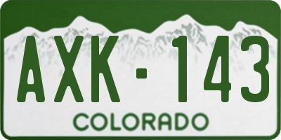 CO license plate AXK143
