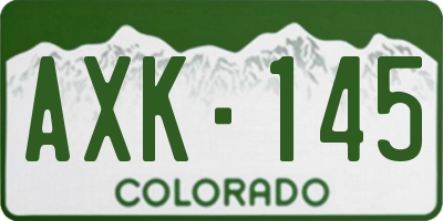 CO license plate AXK145
