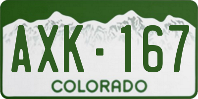 CO license plate AXK167