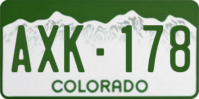 CO license plate AXK178