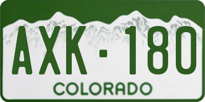 CO license plate AXK180