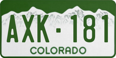 CO license plate AXK181