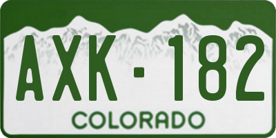 CO license plate AXK182