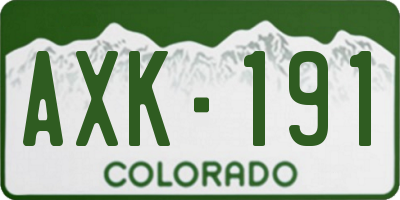 CO license plate AXK191