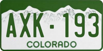 CO license plate AXK193