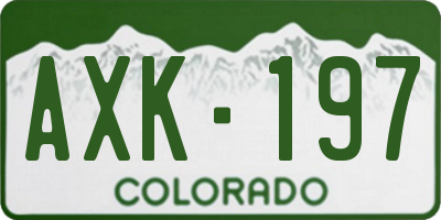 CO license plate AXK197