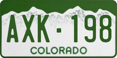 CO license plate AXK198