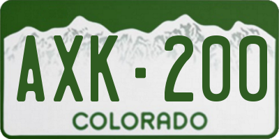 CO license plate AXK200