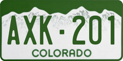 CO license plate AXK201