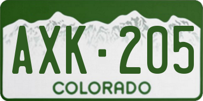CO license plate AXK205