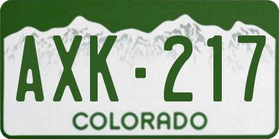 CO license plate AXK217