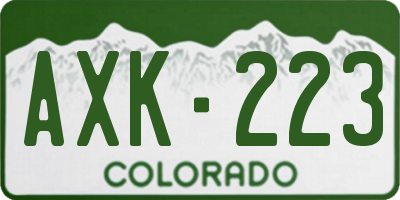 CO license plate AXK223