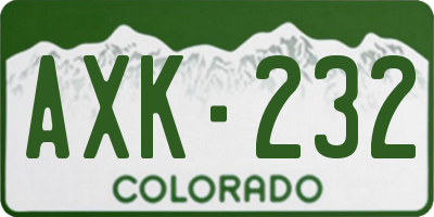 CO license plate AXK232