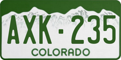 CO license plate AXK235