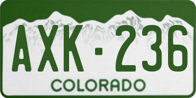 CO license plate AXK236