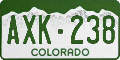 CO license plate AXK238