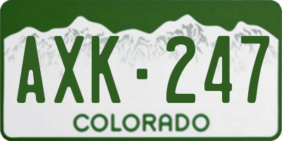 CO license plate AXK247
