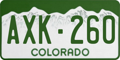 CO license plate AXK260