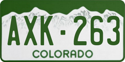 CO license plate AXK263