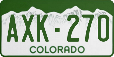CO license plate AXK270