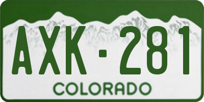 CO license plate AXK281
