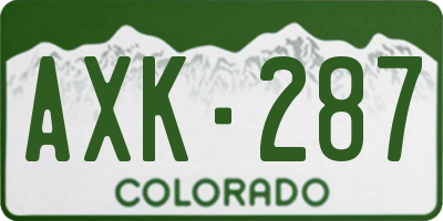 CO license plate AXK287