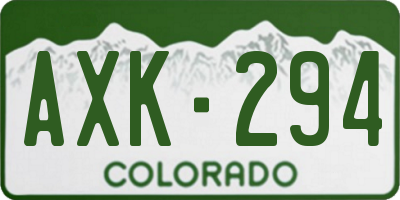 CO license plate AXK294