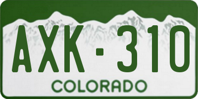 CO license plate AXK310