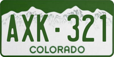 CO license plate AXK321