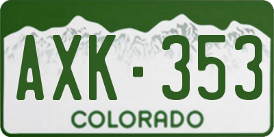 CO license plate AXK353