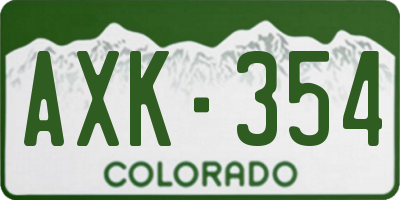 CO license plate AXK354